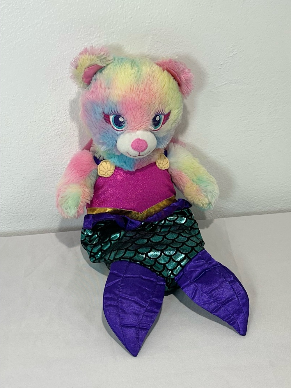 Build-A-Bear Magical Mer-Bear Pastel Tie-Dye Plush with Mermaid Costume